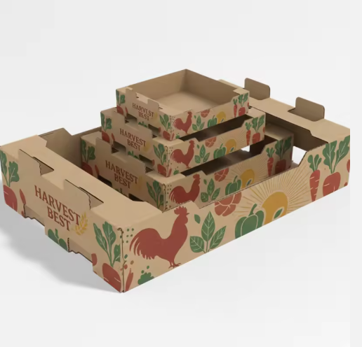Recyclable Matte-laminated Embossed Corrugated Box for Agricultural Eggs, Vegetables & Chili Recyclable Matte-laminated Embossed Corrugated Box for Agricultural Eggs, Vegetables & Chili