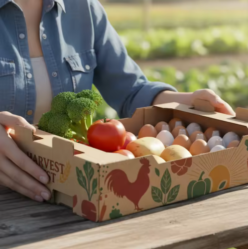 Recyclable Matte-laminated Embossed Corrugated Box for Agricultural Eggs, Vegetables & Chili Recyclable Matte-laminated Embossed Corrugated Box for Agricultural Eggs, Vegetables & Chili